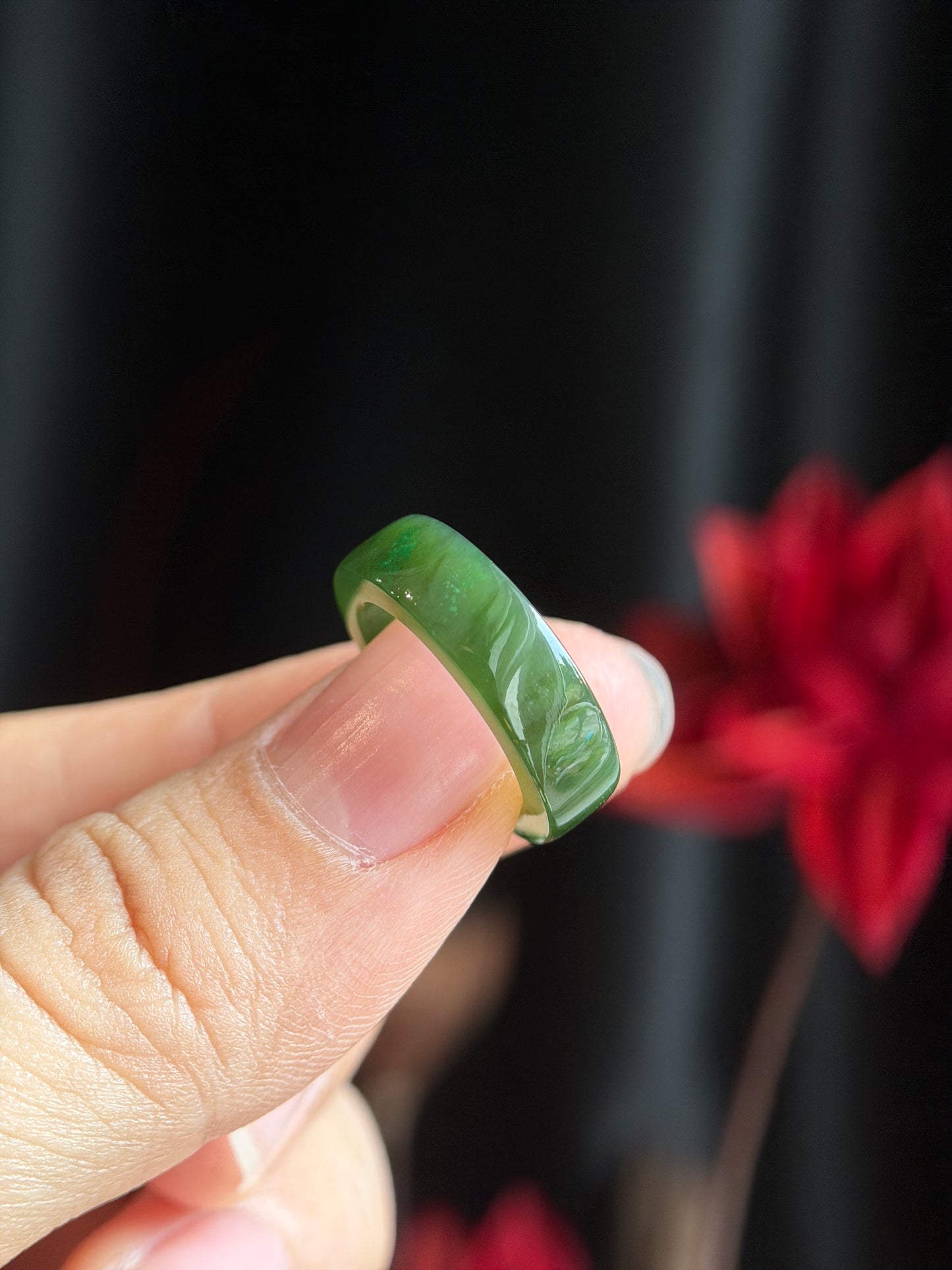 Natural Nephrite Jade Ring Square Style Size 1.45