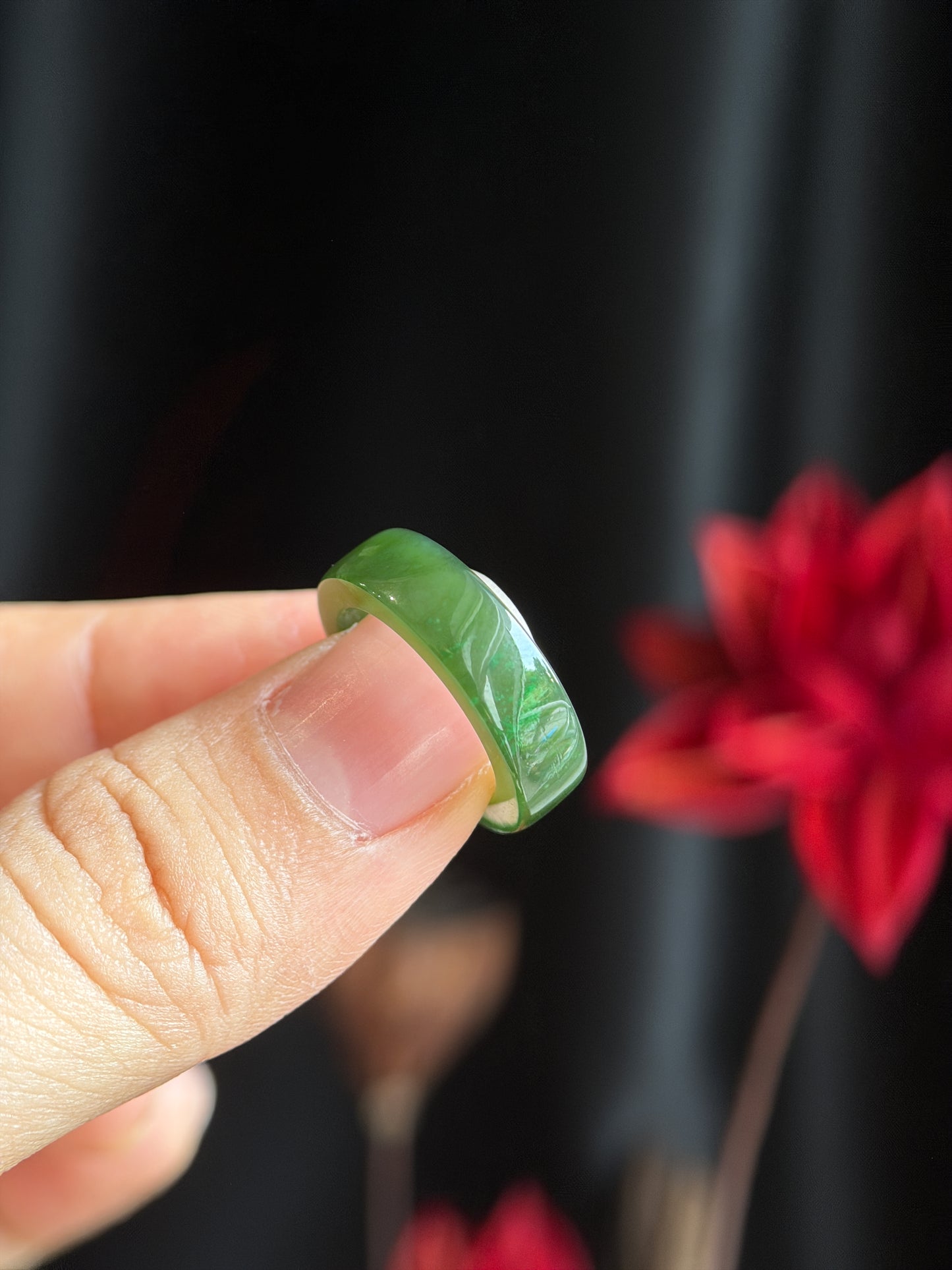 Natural Nephrite Jade Ring Square Style Size 1.45