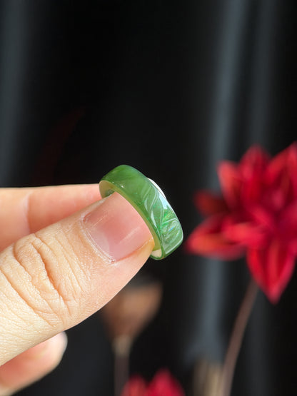 Natural Nephrite Jade Ring Square Style Size 1.45