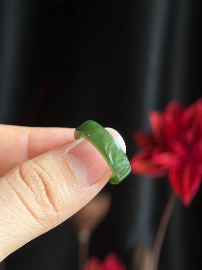 Natural Nephrite Jade Ring Square Style Size 1.45