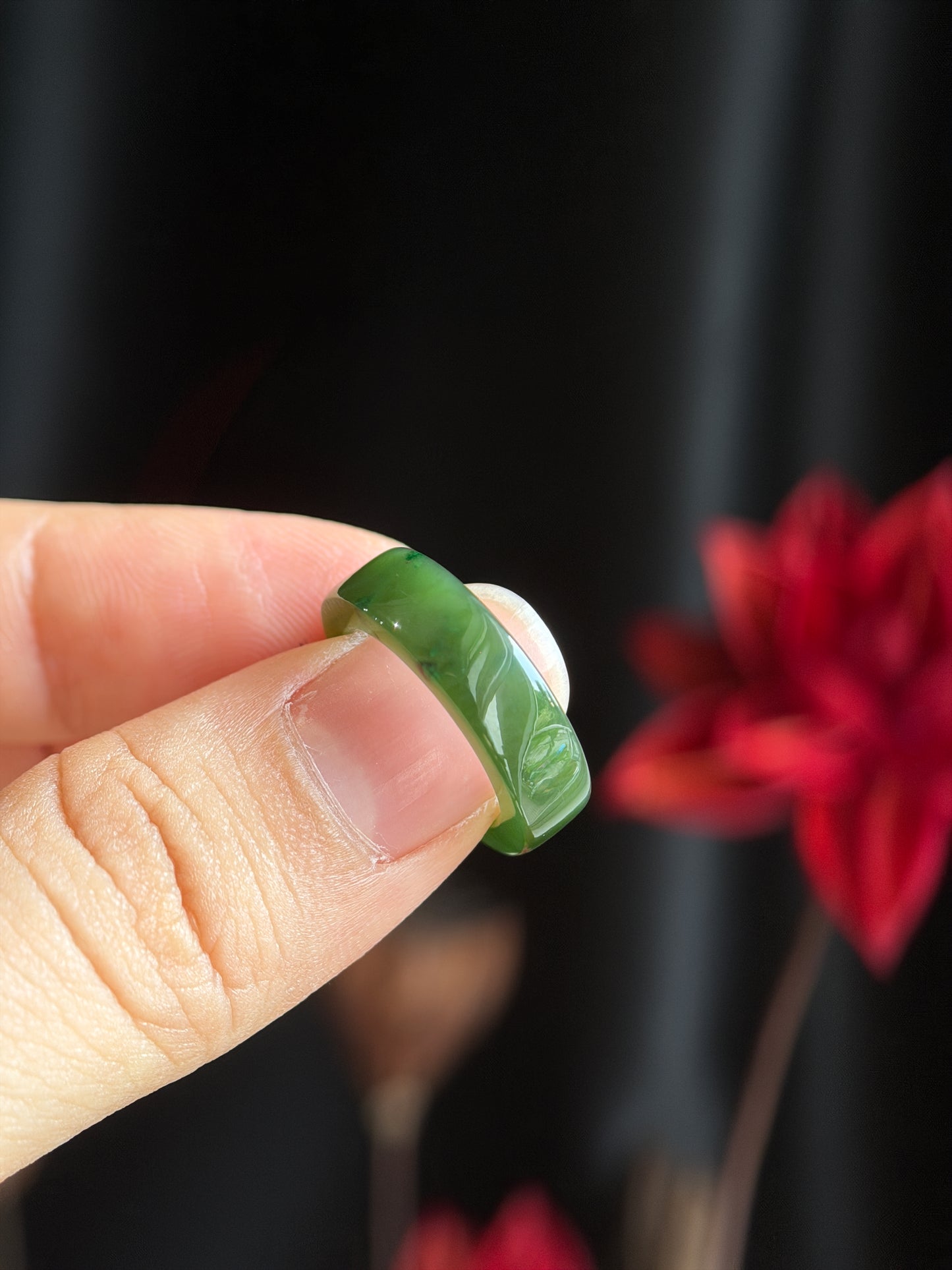 Natural Nephrite Jade Ring Square Style Size 1.45
