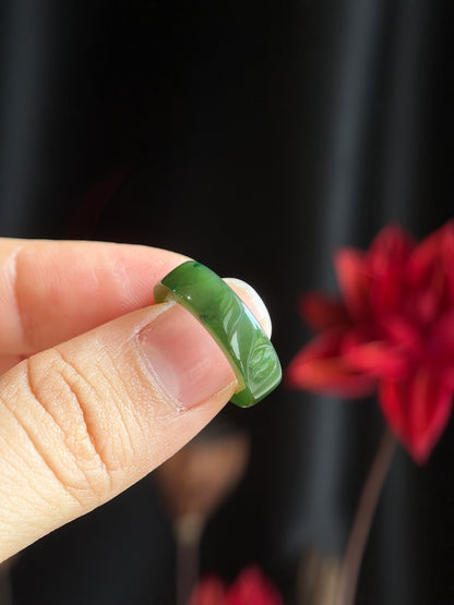 Natural Nephrite Jade Ring Square Style Size 1.45