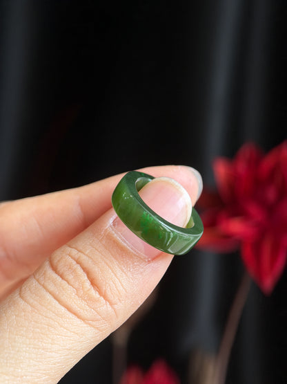 Natural Nephrite Jade Ring Square Style Size 1.45
