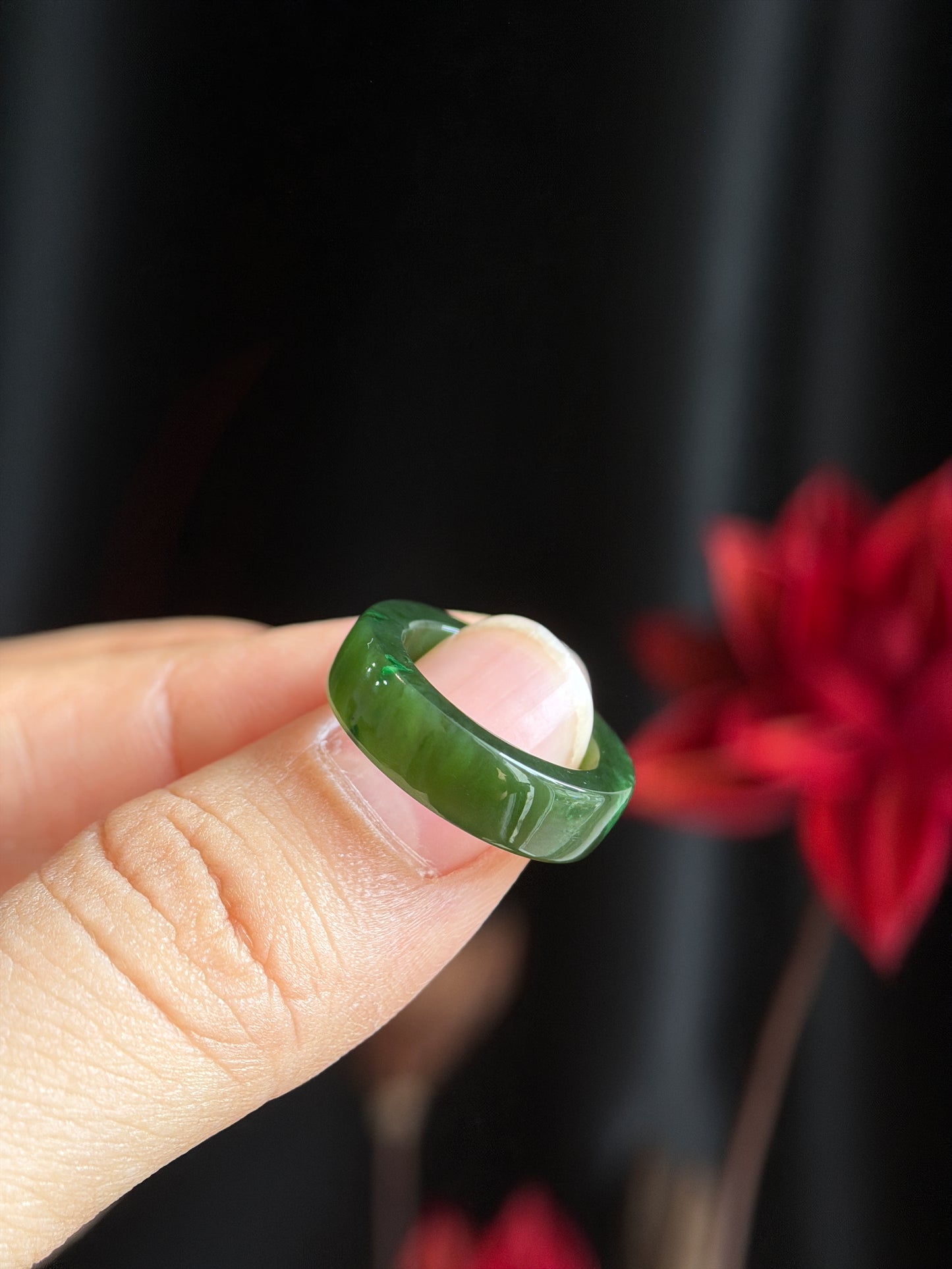 Natural Nephrite Jade Ring Square Style Size 1.45