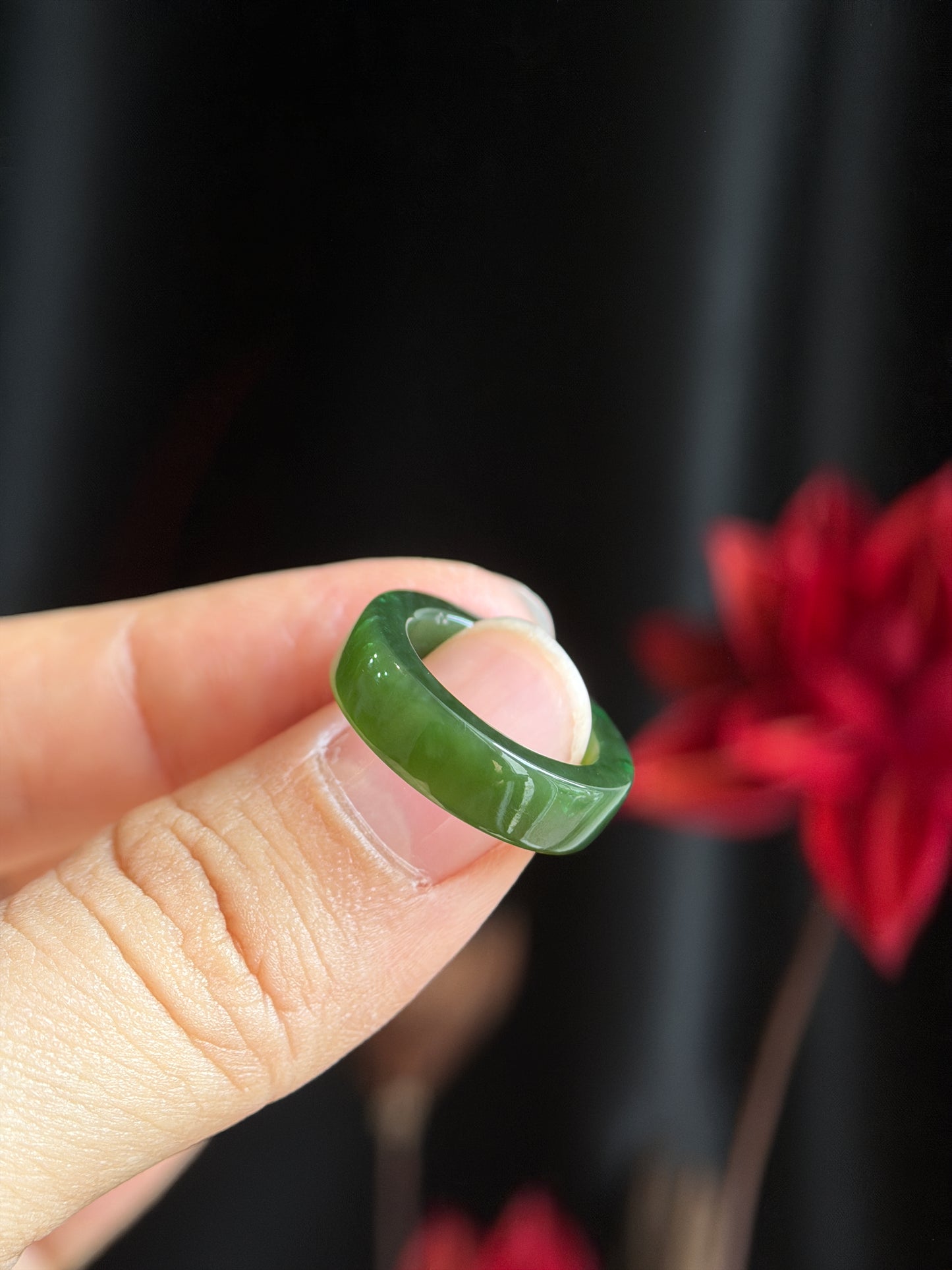 Natural Nephrite Jade Ring Square Style Size 1.45