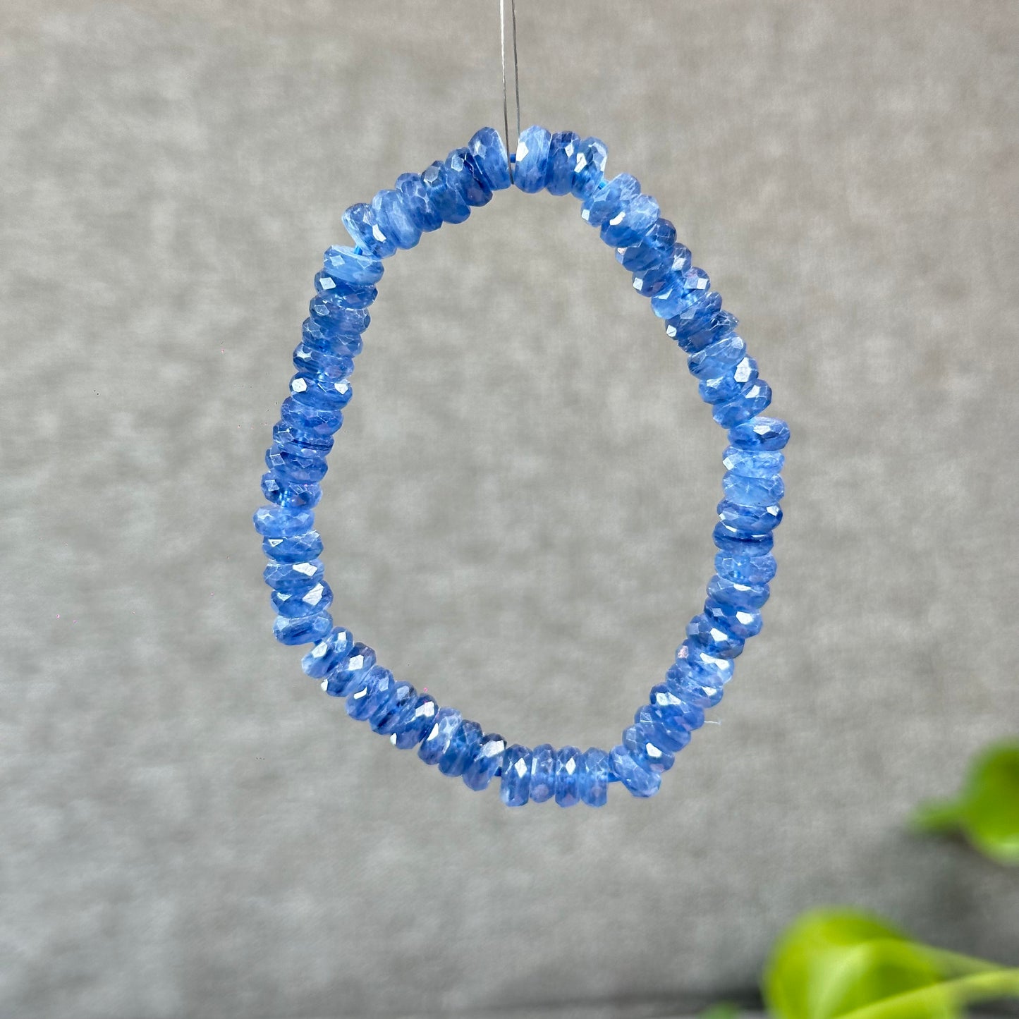 Natural Kyanite Rondelle Faceted Bracelet Size 7 mm