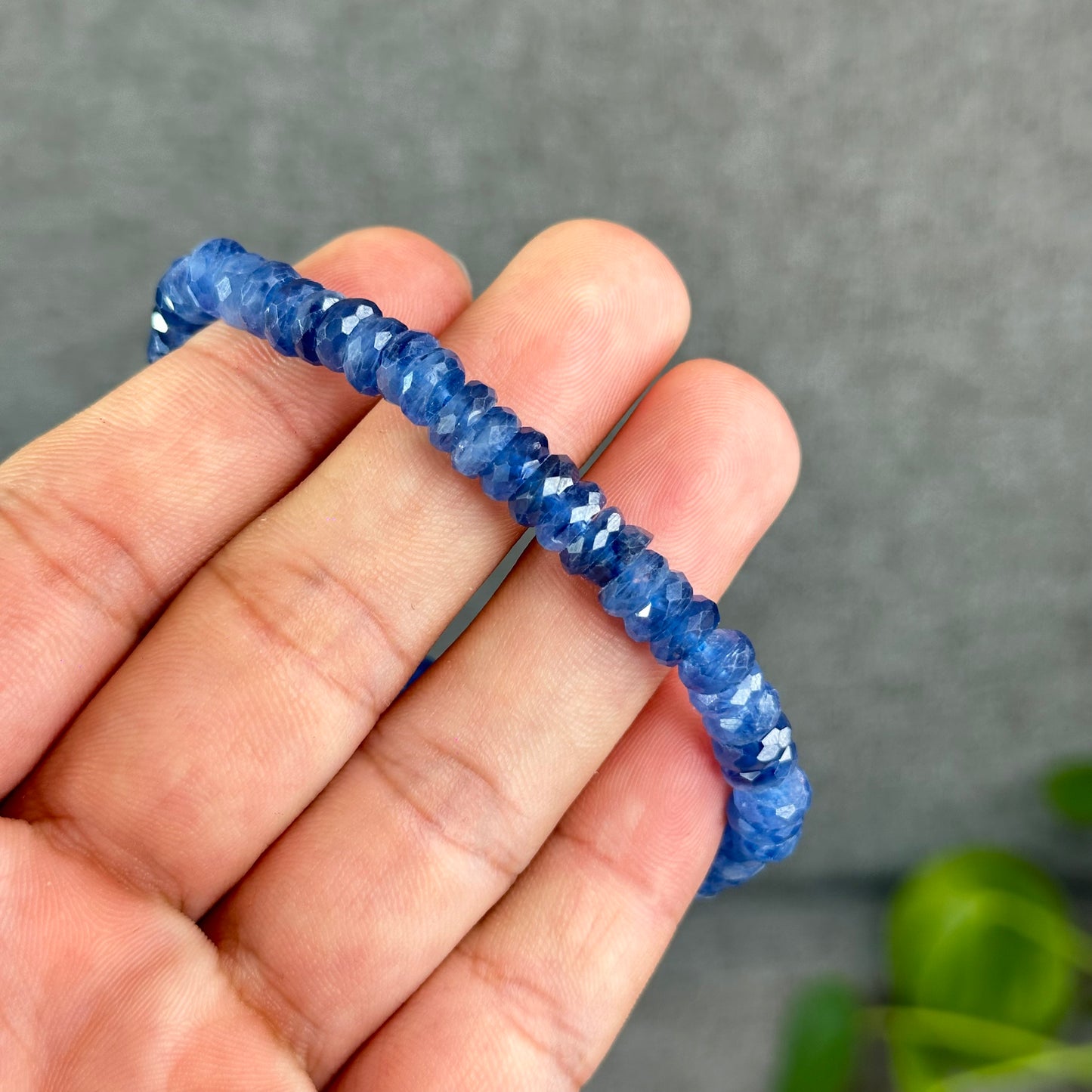 Natural Kyanite Rondelle Faceted Bracelet Size 7 mm