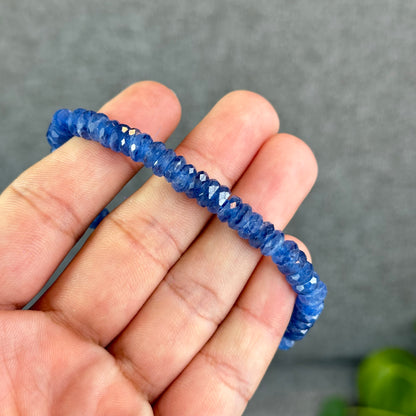 Natural Kyanite Rondelle Faceted Bracelet Size 7 mm