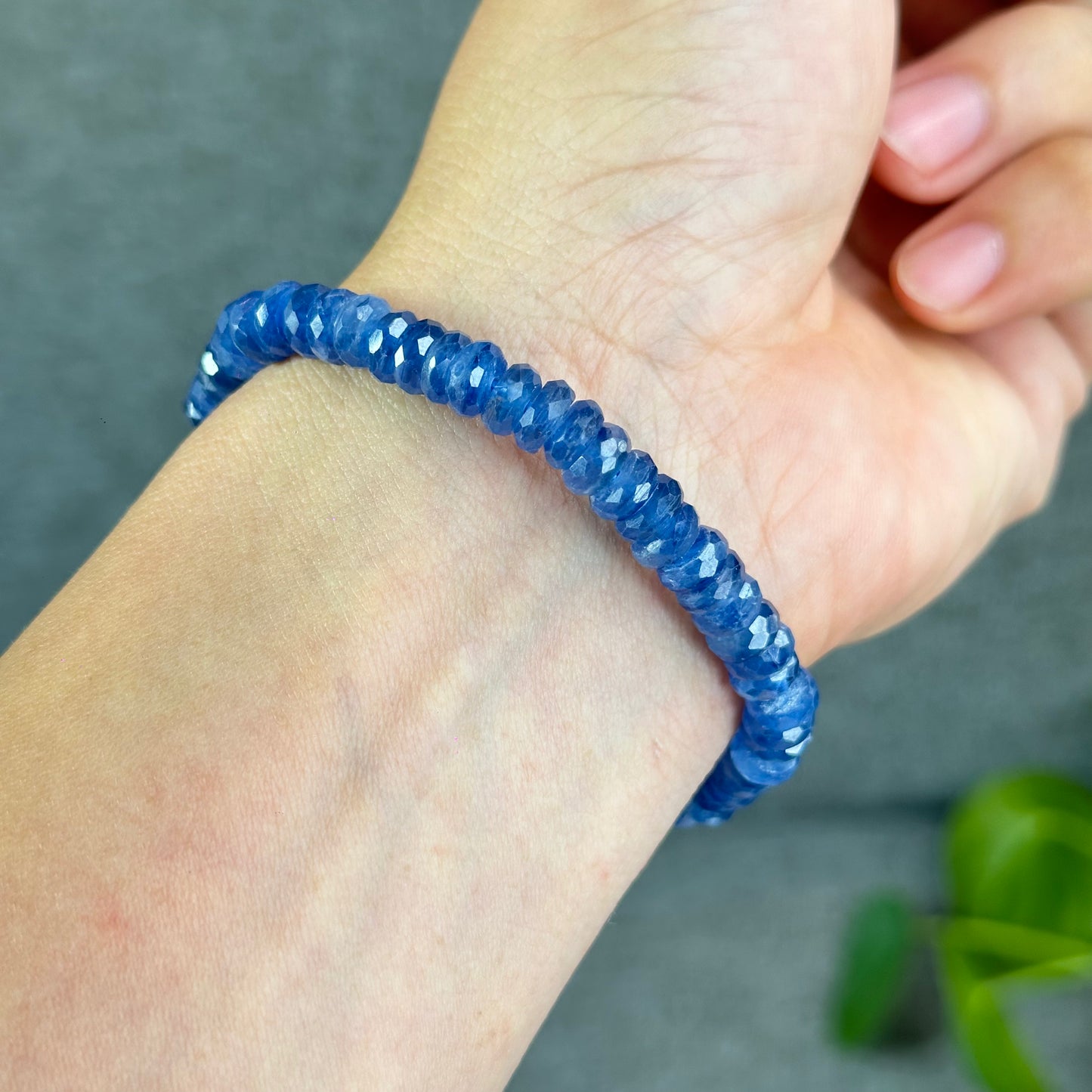 Natural Kyanite Rondelle Faceted Bracelet Size 7 mm