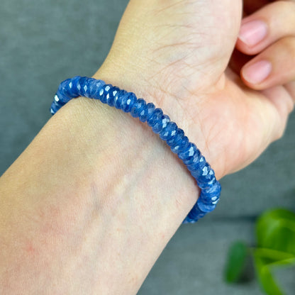 Natural Kyanite Rondelle Faceted Bracelet Size 7 mm