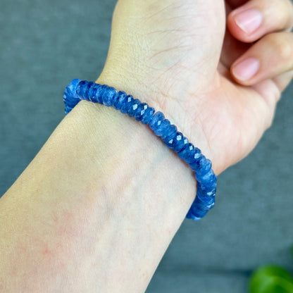 Natural Kyanite Rondelle Faceted Bracelet Size 7 mm