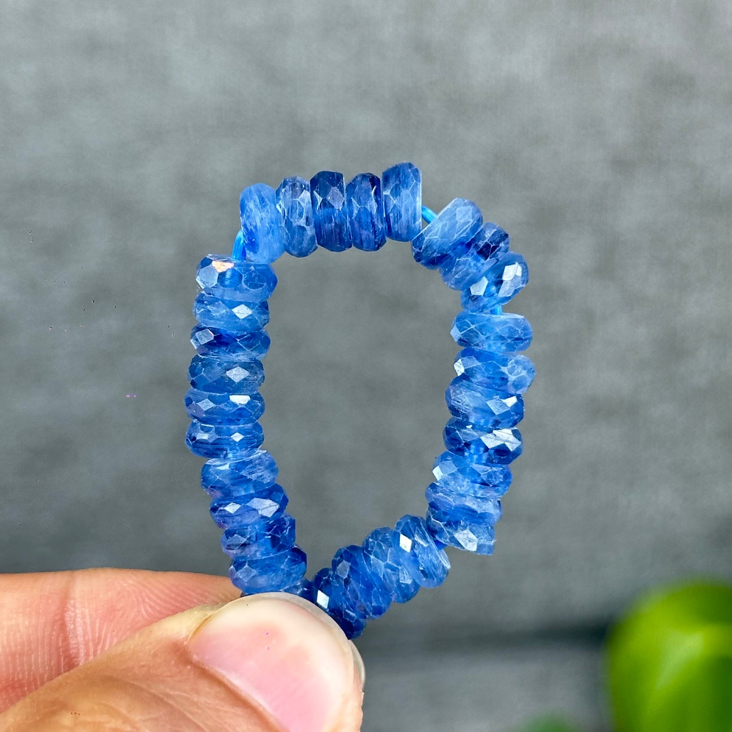 Natural Kyanite Rondelle Faceted Bracelet Size 7 mm