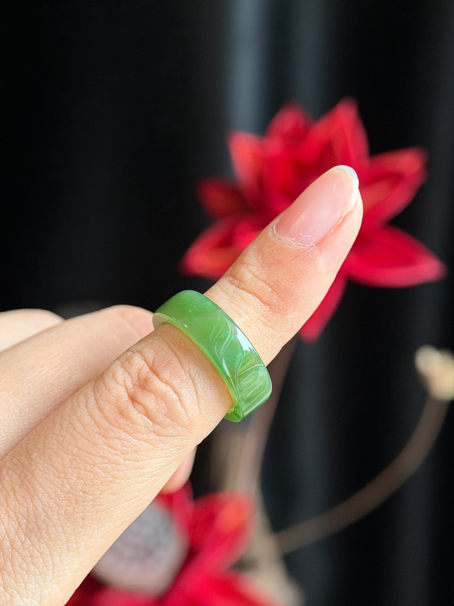 Natural Nephrite Jade Ring Square Style Size 1.6