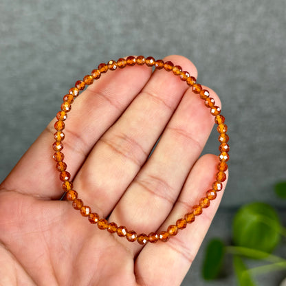 Natural Hessonite Garnet Bracelet Size 4 mm