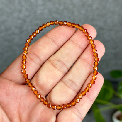 Natural Hessonite Garnet Bracelet Size 4 mm