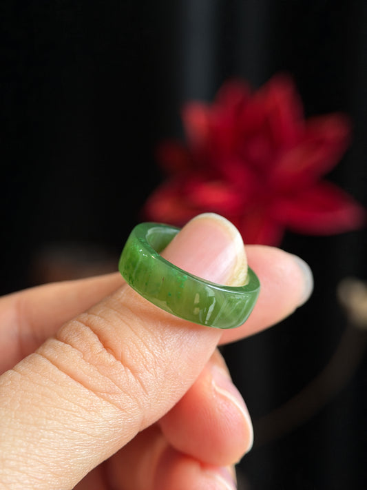 Natural Nephrite Jade Ring Square Style Size 1.6