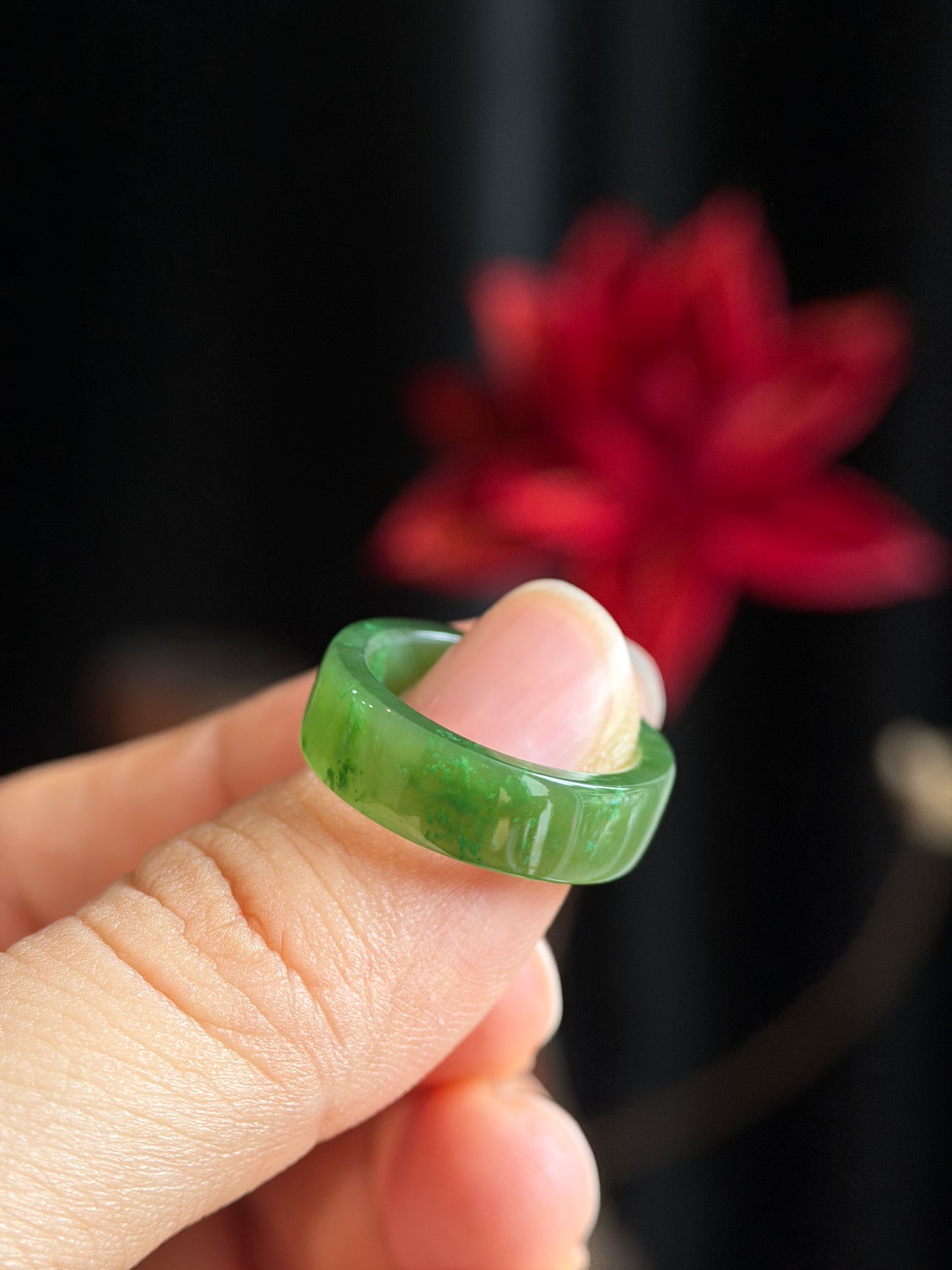 Natural Nephrite Jade Ring Square Style Size 1.6