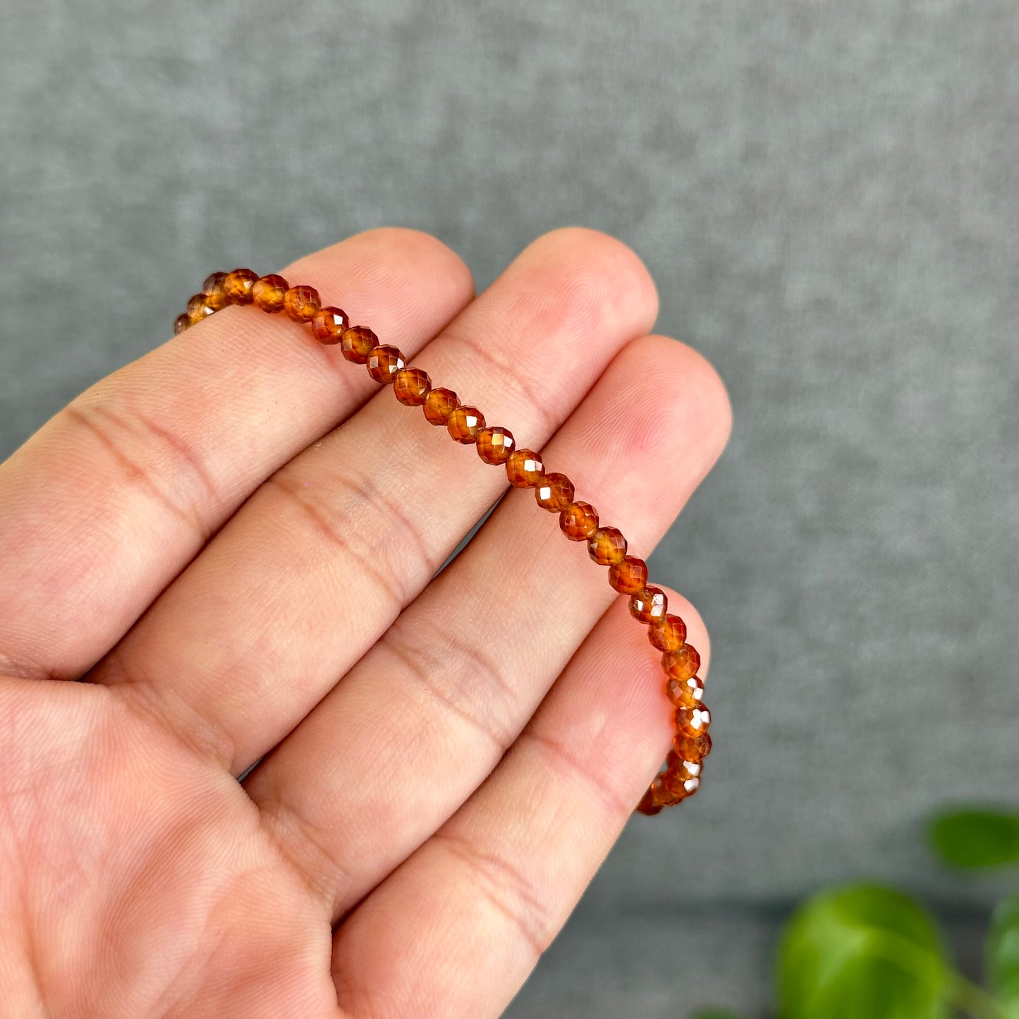 Natural Hessonite Garnet Bracelet Size 4 mm