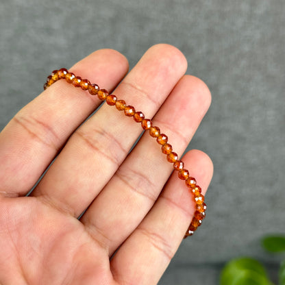 Natural Hessonite Garnet Bracelet Size 4 mm