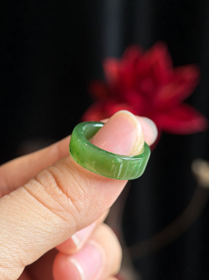 Natural Nephrite Jade Ring Square Style Size 1.6