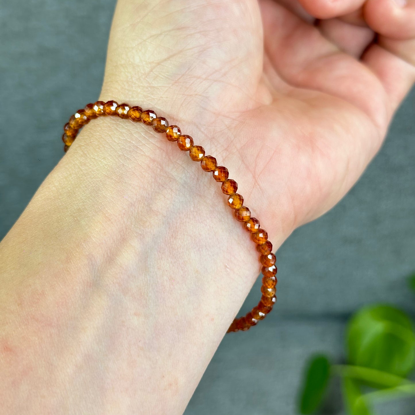 Natural Hessonite Garnet Bracelet Size 4 mm