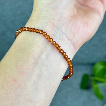 Natural Hessonite Garnet Bracelet Size 4 mm