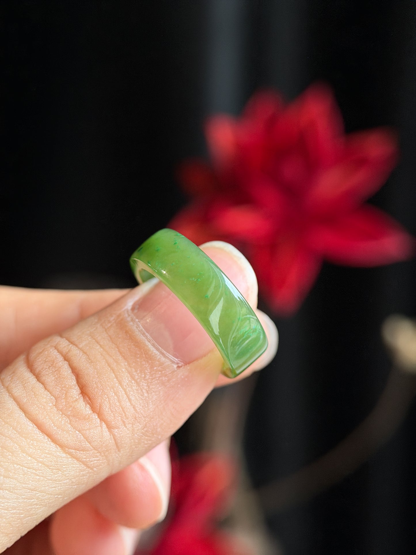 Natural Nephrite Jade Ring Square Style Size 1.6