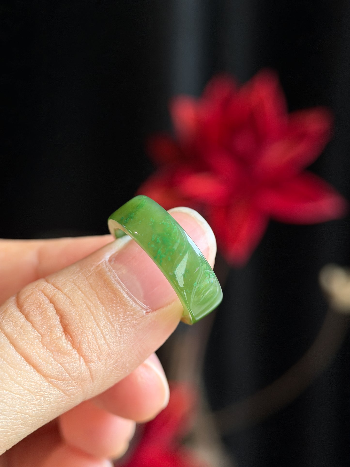 Natural Nephrite Jade Ring Square Style Size 1.6
