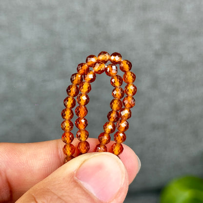 Natural Hessonite Garnet Bracelet Size 4 mm