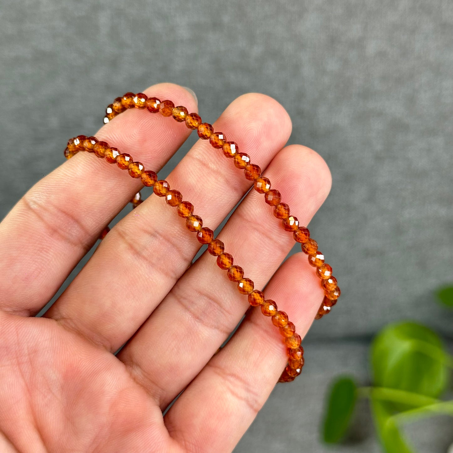 Natural Hessonite Garnet Bracelet Size 4 mm