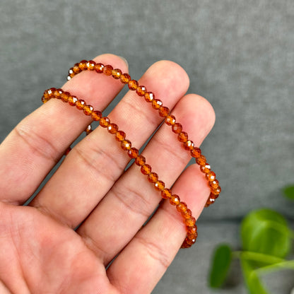 Natural Hessonite Garnet Bracelet Size 4 mm