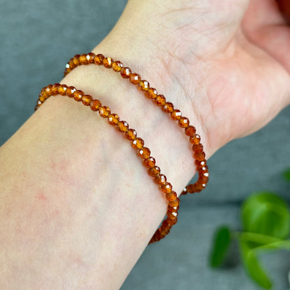 Natural Hessonite Garnet Bracelet Size 4 mm