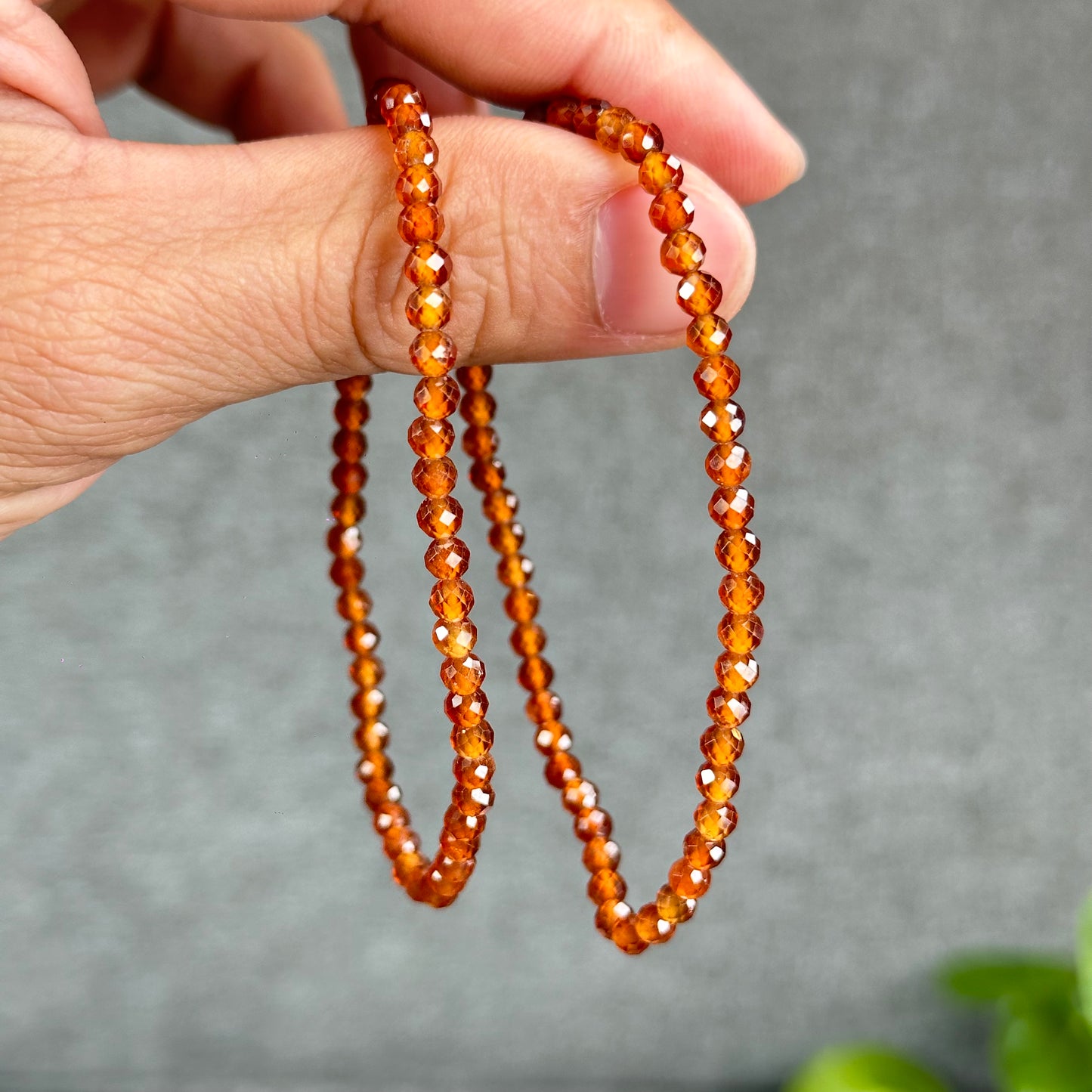 Natural Hessonite Garnet Bracelet Size 4 mm