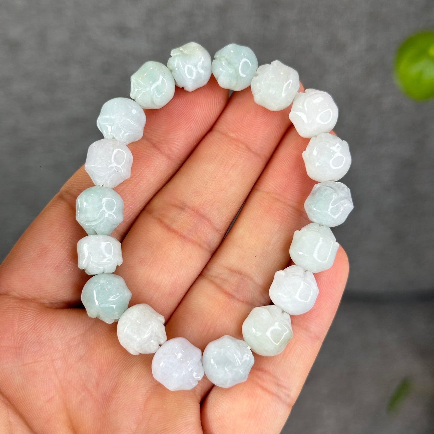 Vo Uu Jadeite Jade Flower Bracelet Size 10 mm