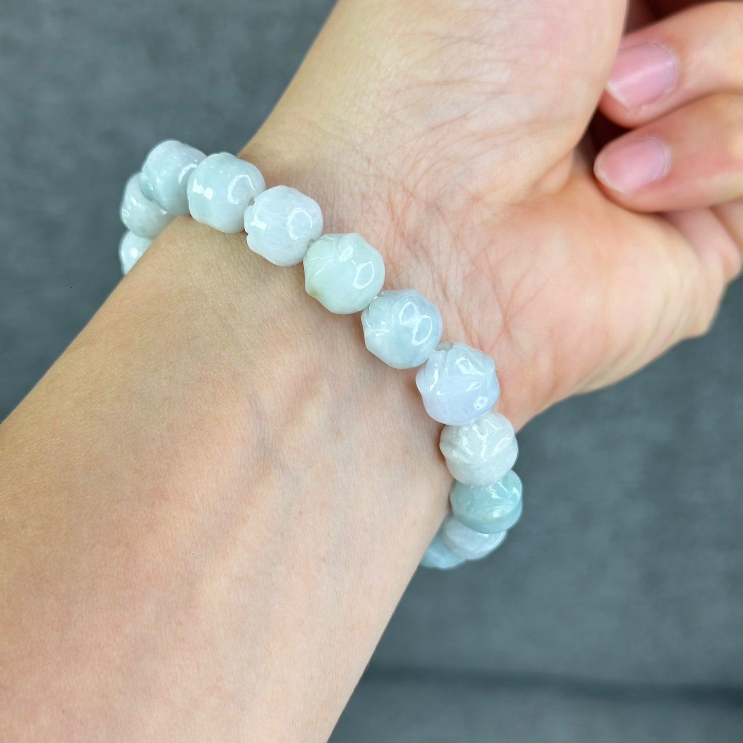 Vo Uu Jadeite Jade Flower Bracelet Size 10 mm