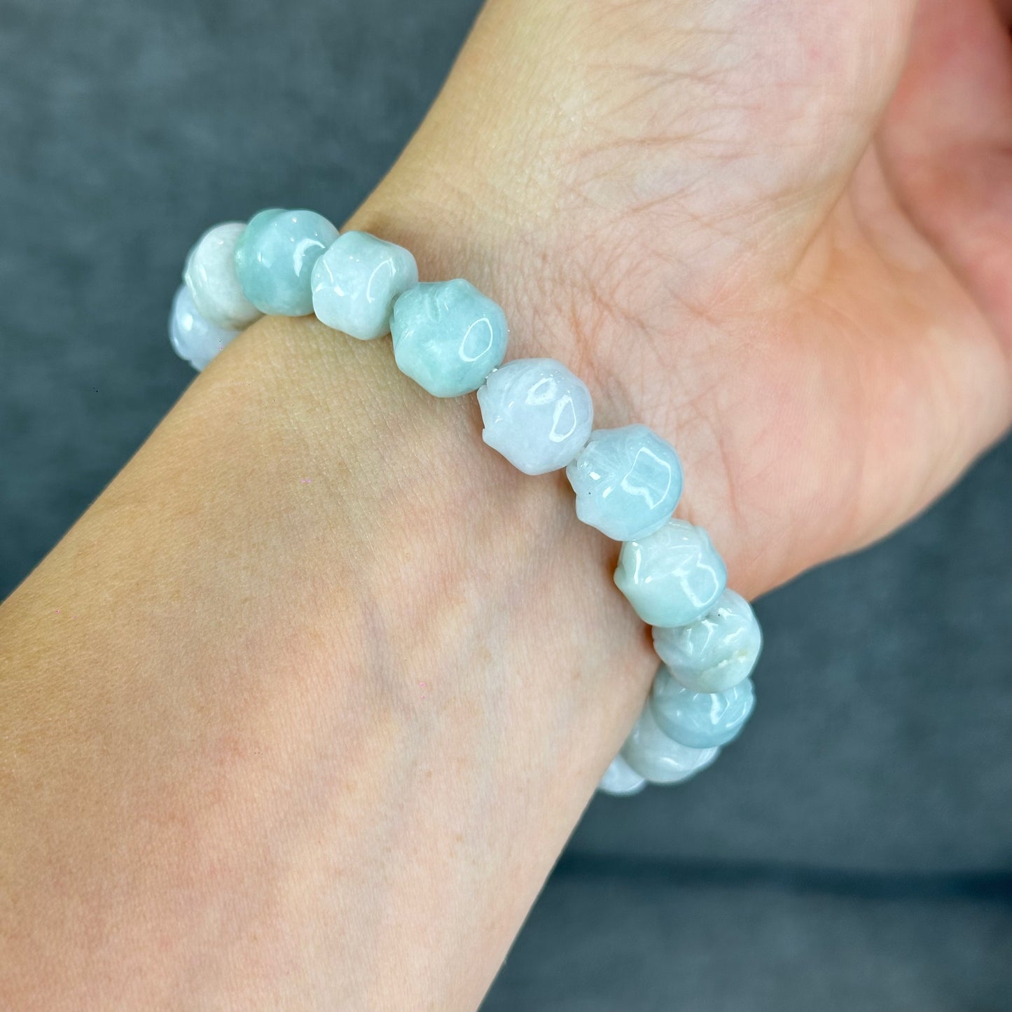 Vo Uu Jadeite Jade Flower Bracelet Size 10 mm