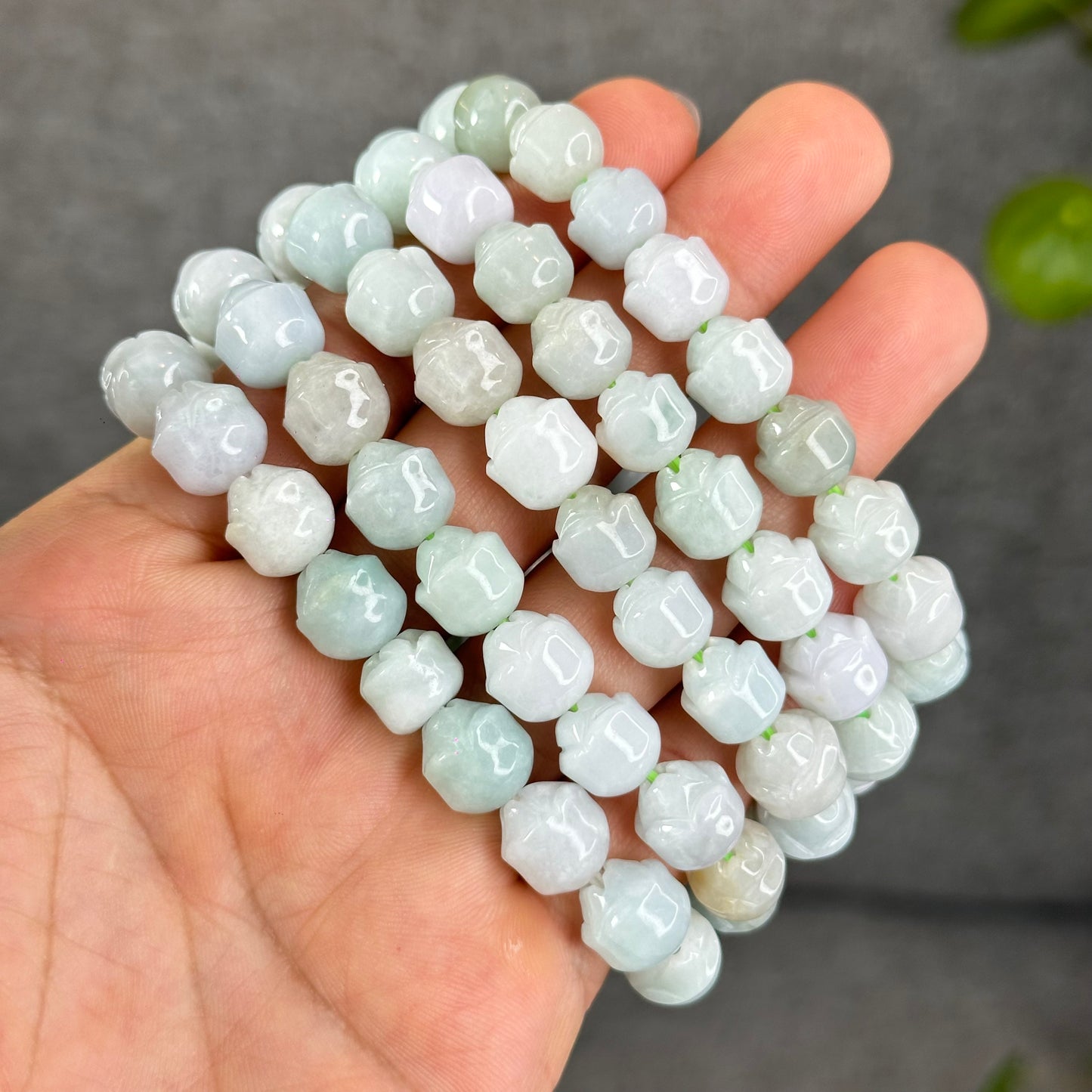 Vo Uu Jadeite Jade Flower Bracelet Size 10 mm