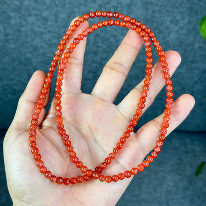 Translucent Nan Hong Agate Triple Wrap Bracelet Size 5.3 mm