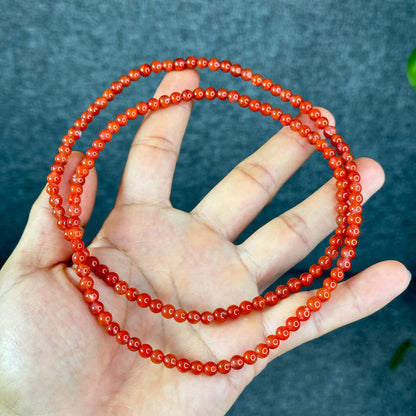 Translucent Nan Hong Agate Triple Wrap Bracelet Size 5.3 mm