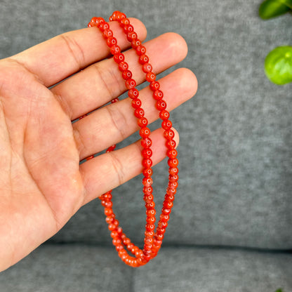 Translucent Nan Hong Agate Triple Wrap Bracelet Size 5.3 mm