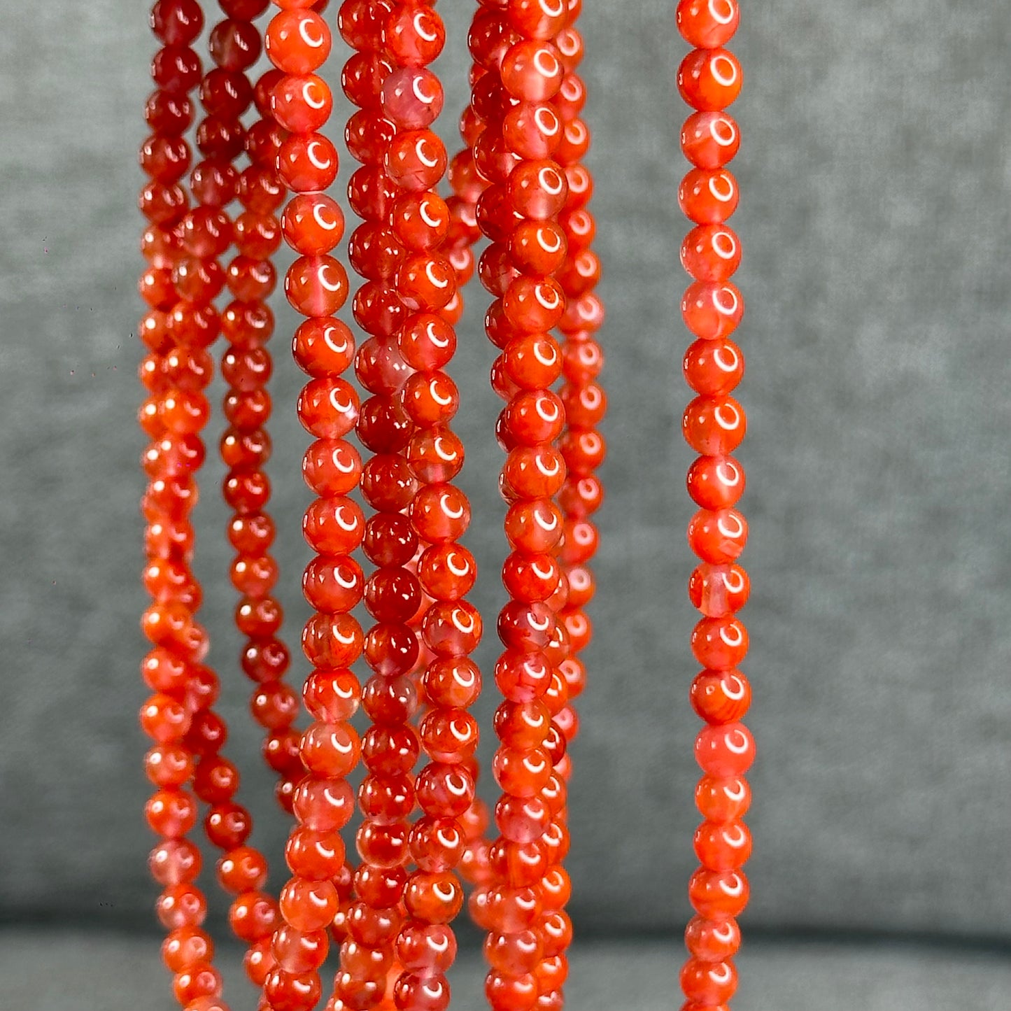 Translucent Nan Hong Agate Triple Wrap Bracelet Size 5.3 mm