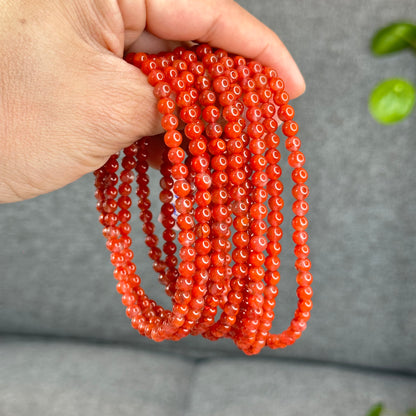Translucent Nan Hong Agate Triple Wrap Bracelet Size 5.3 mm