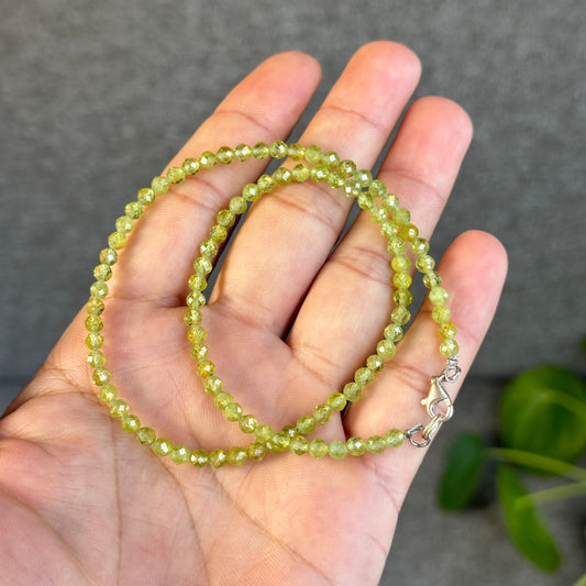 Natural Peridot Faceted Bracelet Size 4 mm