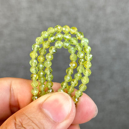 Natural Peridot Faceted Bracelet Size 4 mm