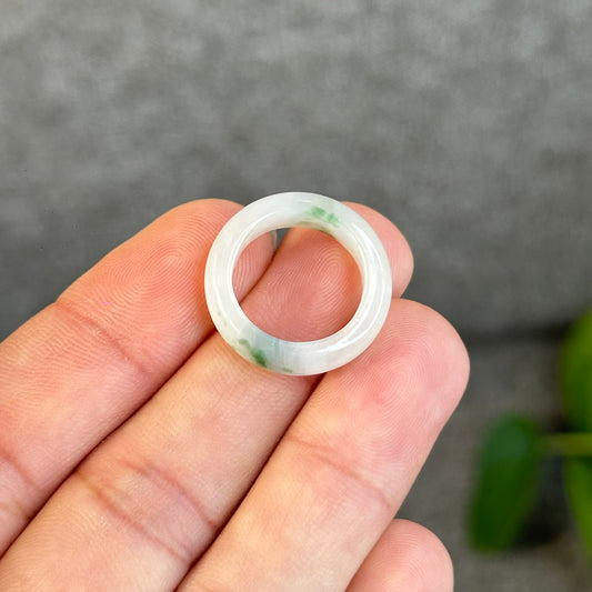 Floral Light Green Natural Jadeite Jade Ring Size 1.53