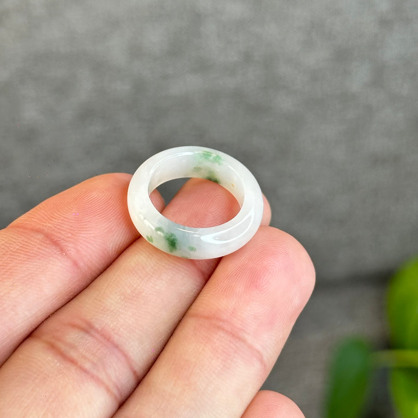 Floral Light Green Natural Jadeite Jade Ring Size 1.53