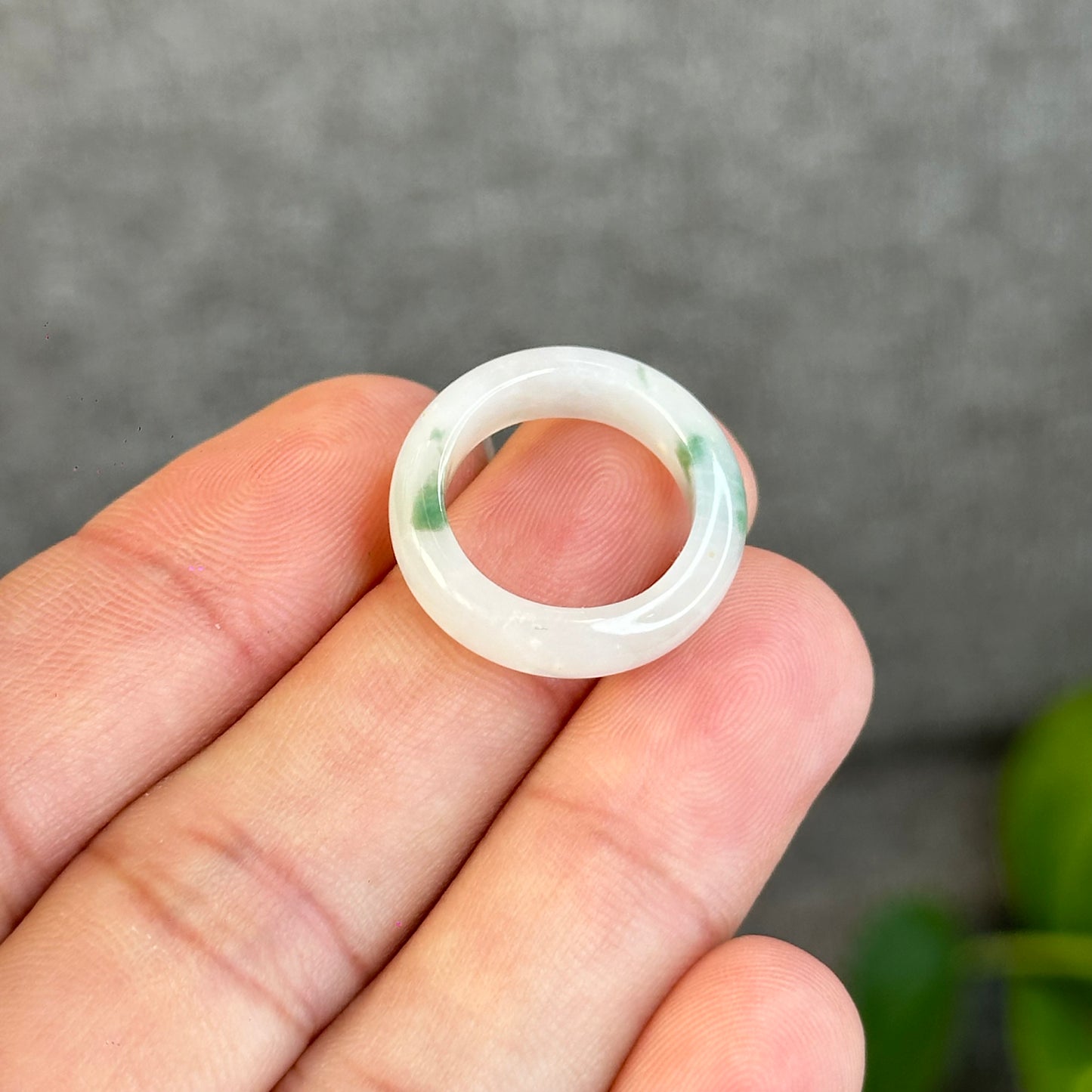 Floral Light Green Natural Jadeite Jade Ring Size 1.53