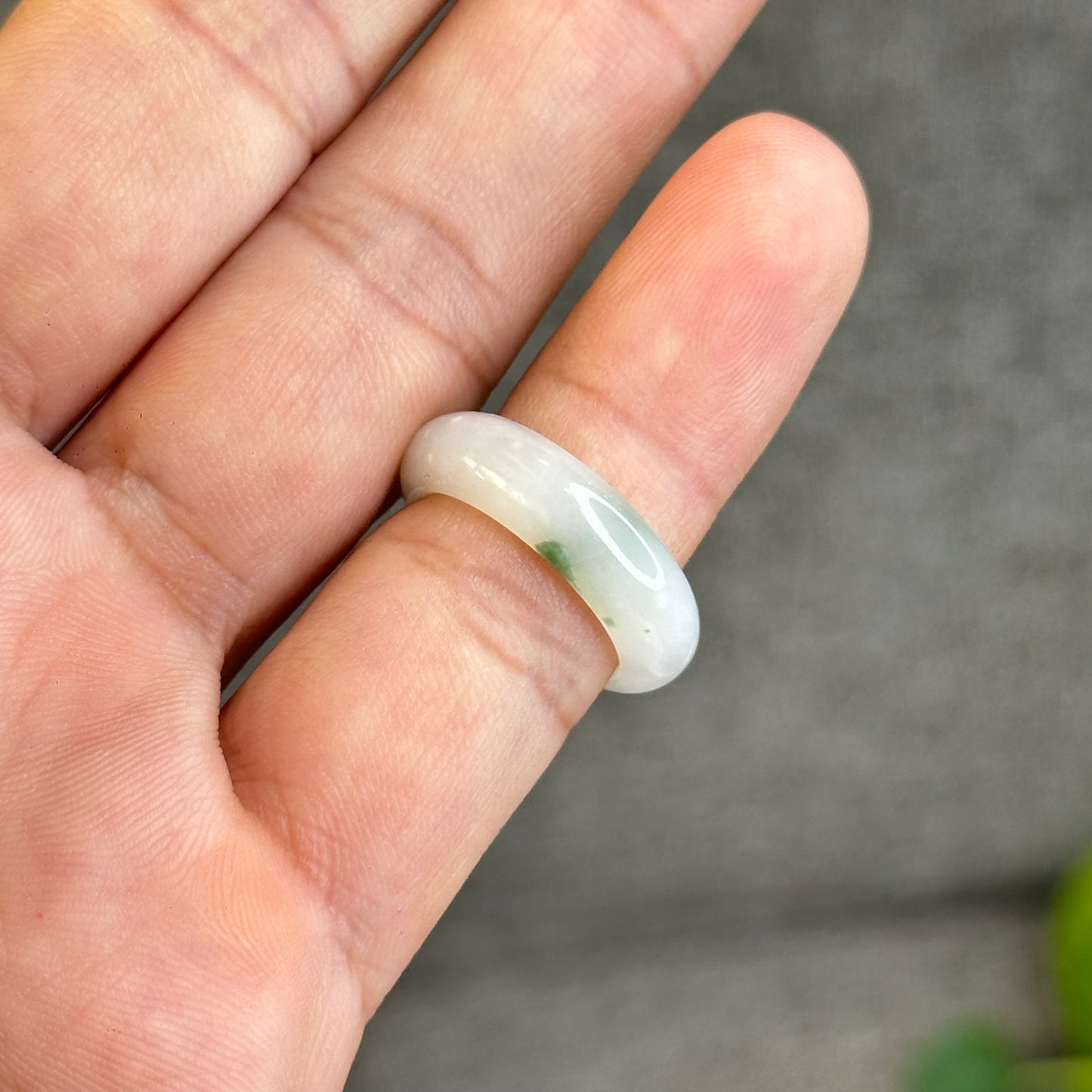 Floral Light Green Natural Jadeite Jade Ring Size 1.53