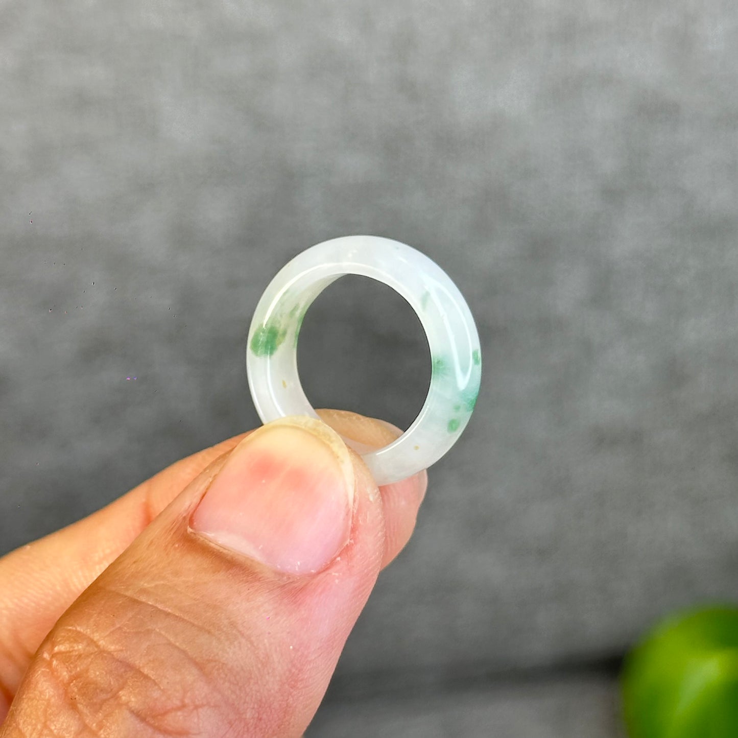 Floral Light Green Natural Jadeite Jade Ring Size 1.53