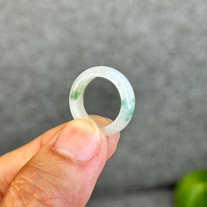 Floral Light Green Natural Jadeite Jade Ring Size 1.53